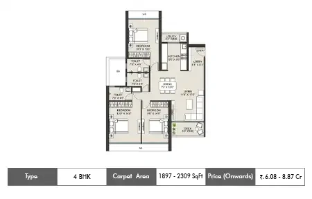 4 BHK 1897-2309 SqFt
